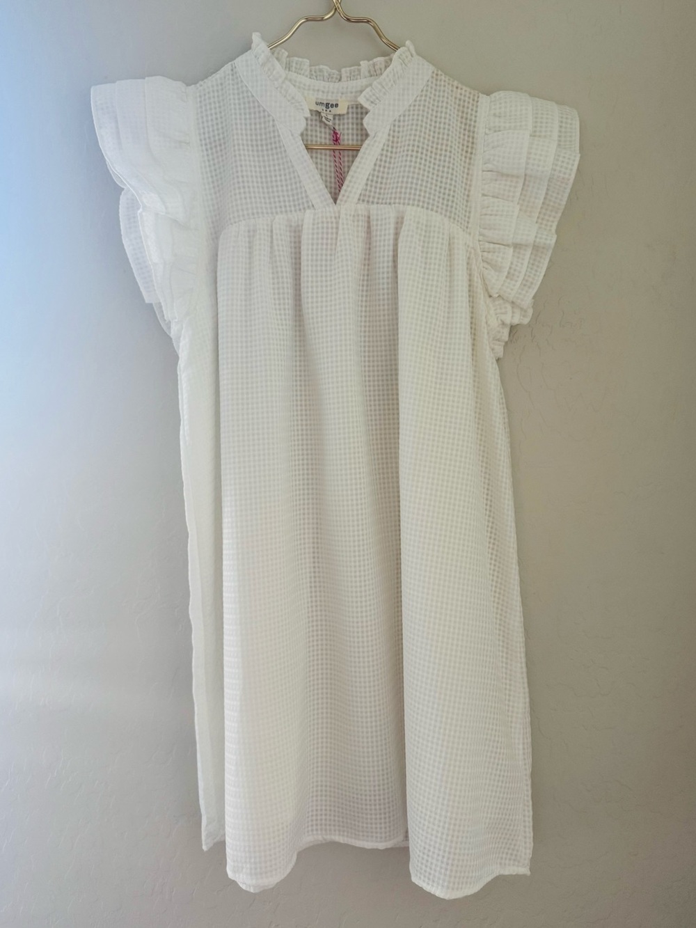 Umgee White Mini Dress, Size L, Perfect for Sorority Rush, Recruitment & Pref